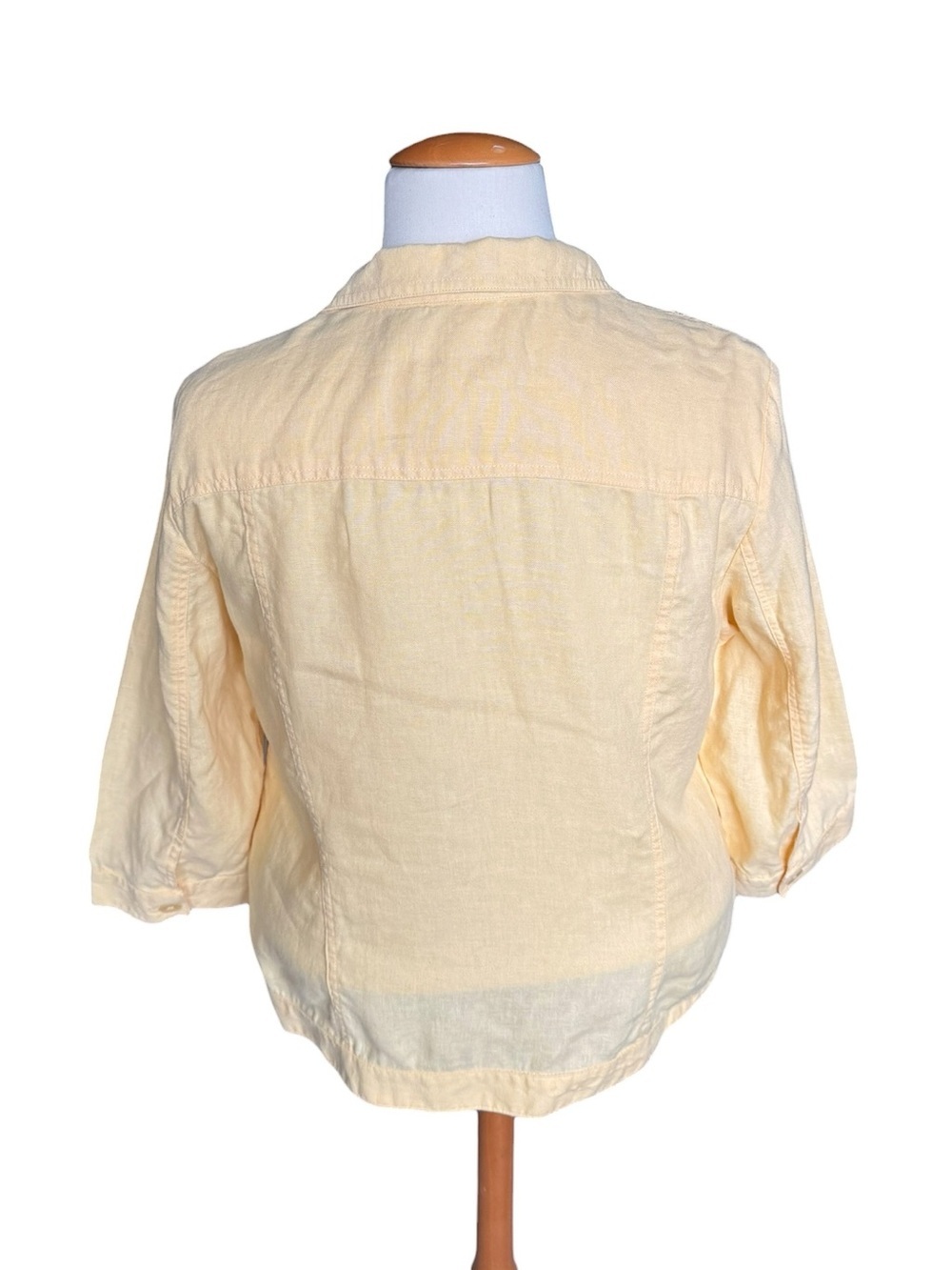 Chico’s 100% Linen Utility Jacket Blazer Yellow Size 3 XL(16) Coastal Resortwear - Picture 2 of 8